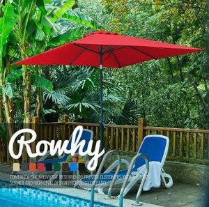 lot 57015 image: ROWHY Square8�8ft Patio Table Market Umbrella Outdoor Portable Garden Sunshade with Push Button Tilt and Crank Lift System UV Protection Waterproof Sunproof for Lawn Garden, Deck, Backyard RED