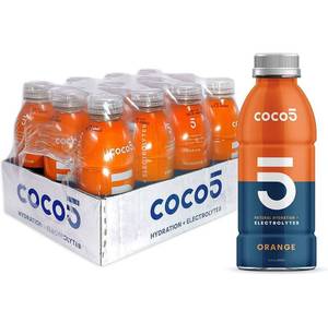 lot 57026 image: Coco5 Clean Sports Hydration Orange Flavor  100% Natural  50% Less Sugar  Nothing Artificial  Non-GMO  Gluten Free  Developed by Pro Trainers for Pro Athletes  16.9 Oz (Pack - 12)