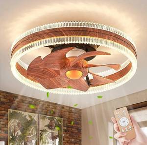 lot 57032 image: haodengshi Low Profile Ceiling Fan Lights with Remote, Bladeless Ceiling Fan with Light, 6 Speeds 3 Light Color Adjustable Flush Mount Ceiling Fan for Kitchen Bedroom