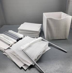 lot 57033 image: 8 cube storage organizers set. includes 8 eleven inch storage cube bins, DIY fabric storage cube shelves for closet organization clothes, books, toys. used in playroom and bedroom (white-Gray)