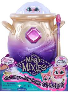 lot 57036 image: retails for 74.99 Magic Mixies Magical Misting Cauldron with Interactive 8 inch Pink Plush Toy and 50 Sounds and Reactions