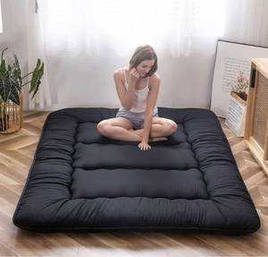 lot 57039 image: Japanese Floor Mattress Futon Mattress, Thicken Tatami Mat Sleeping Pad Foldable Roll Up Mattress Boys Girls Dormitory Mattress Pad Kids Floor Lounger Pillow Bed, Black, Twin Size