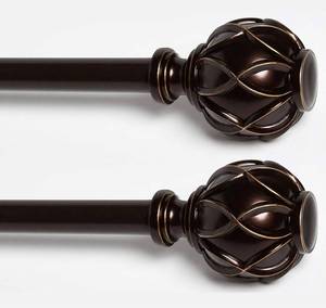 lot 57043 image: QITERI Curtain Rods 28 to 48 inch for Windows 2 Pack,Antique Bronze,Netted Texture Finials (Antique Bronze, 28-48  2 Pack)