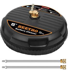lot 57044 image: BEETRO 15 Pressure Washer Surface Cleaner, Power Washer Attachment with 2 Extension Wands for Cleaning Driveway, Sidewalk, Deck, Patio, 4000 PSI