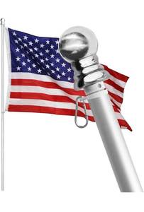 lot 57050 image: Tangle Free Spinning Flag Pole, 6FT Aluminum Rotating Flagpoles Two Piece Design Rustproof High Wind Resistant American Flag Poles for Outside House Garden Boat Truck Commercial (Silver Grey