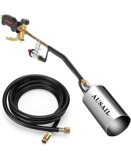 lot 57061 image: Propane Torch Weed Burner,Blow Torch,Heavy Duty,High Output 700,000 BTU,Flamethrower with Turbo Trigger Push Button Igniter and 9.8 FT Hose for Roof Asphalt,Ice Snow,Road Marking,Charcoal