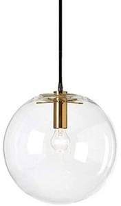 lot 57062 image: H XD GLOBAL Spherical LED Clear Glass Hanging Light, Creative Single Pendant Light, Ceiling Light Base on E27 Gold Lamp Holder (20CM)