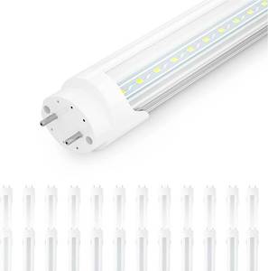 lot 57063 image: Retail $115 SHINESTAR 24-Pack T8 LED Bulbs 4 Foot, 18W 5000K Daylight, Clear Cover, Dual-end, T8 T10 T12 Fluorescent Light Bulbs Replacement, Ballast Bypass Type B, 2 pin G13 Base