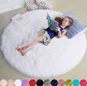 lot 57064 image: White Round Rug for Bedroom,Fluffy Circle Rug 5X5 for Kids Room,Furry Carpet for Teens Room,Shaggy Circular Rug for Nursery Room,Fuzzy Plush Rug for Dorm,White Carpet,Cute Room Decor for Baby