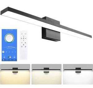 lot 57066 image: Ralbay 24in20W APP & Remote Control Dimmable Modern Black Vanity Light Color Temperature Adjustable LED Bathroom Lighting Fixture