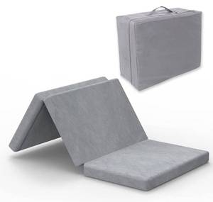 lot 57067 image: Retail $120 SINWEEK Folding Mattress with Storage Bag 4 Foldable Mattress Trifold Mattress Topper, CertiPUR-US Certified Cot Floor Mattress Guest Bed, with Machine Washable Cover&Waterproof Lining, 38 x 75 Inch