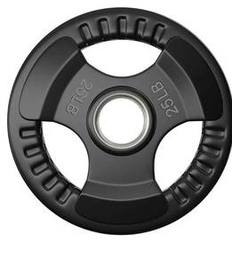lot 13171 image: 25lb Elevens Rubber Weight Plates 2-Inch Cast Iron Grip Plates Olympic plates for Weightlifting, Strength Training, Muscle Toning, Crossfit in Home & Gym
