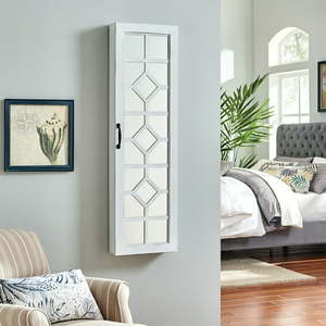 lot 13195 image: FirsTime & Co. White Eloise Mirrored Jewelry Armoire Farmhouse Painted Rectangular Wood 14 x 3.75 x 43 in