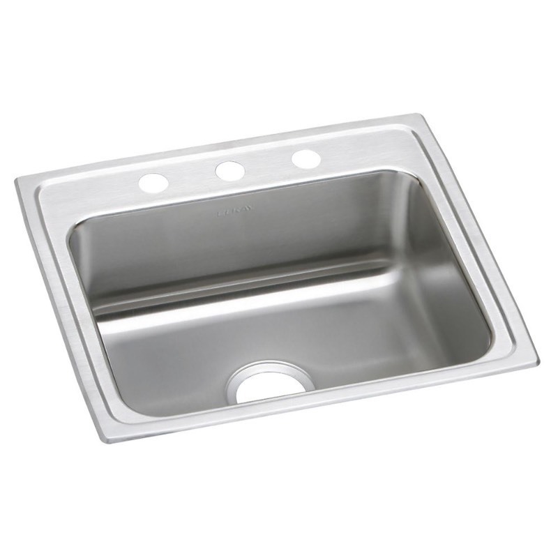 lot 149 image: New Elkay Lustertone Classic Stainless Steel 22 x 19-12 x 7-58 3-Hole Single Bowl Drop-in Sink