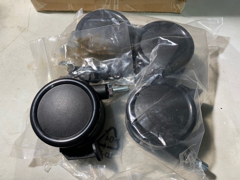 lot 180 image: New 4pc Pack of 3 Caster Wheels w Breaks and Bolts