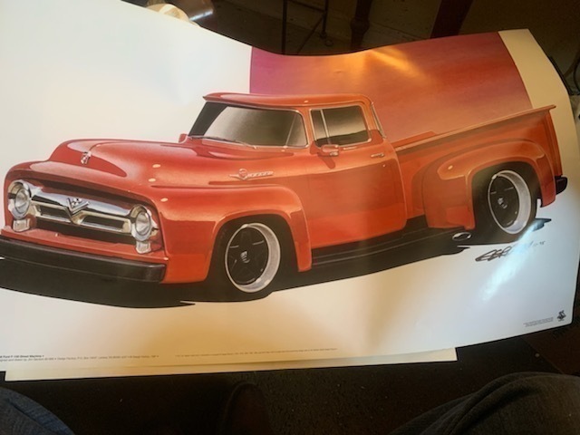 lot 282 image: 1956 Signed Artist Ford F-100 Street Machine Limited Drawn Poster