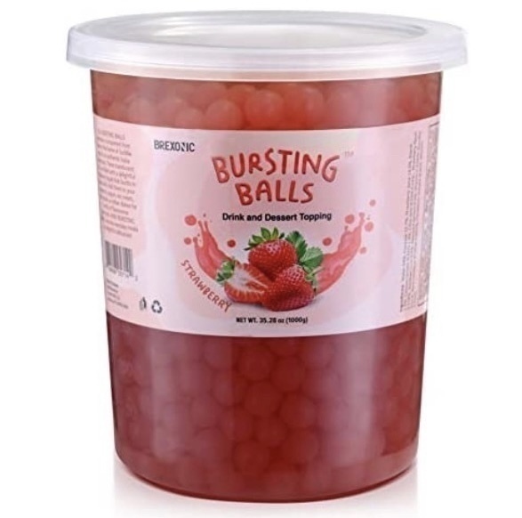 lot 441 image: New 7 Pound Tub of Bursting Balls Strawberry Boba Pearls