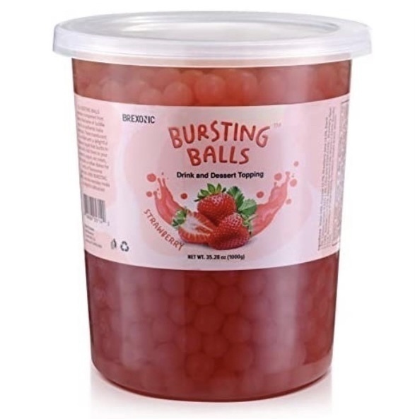 lot 442 image: New 7 Pound Tub of Bursting Balls Strawberry Boba Pearls
