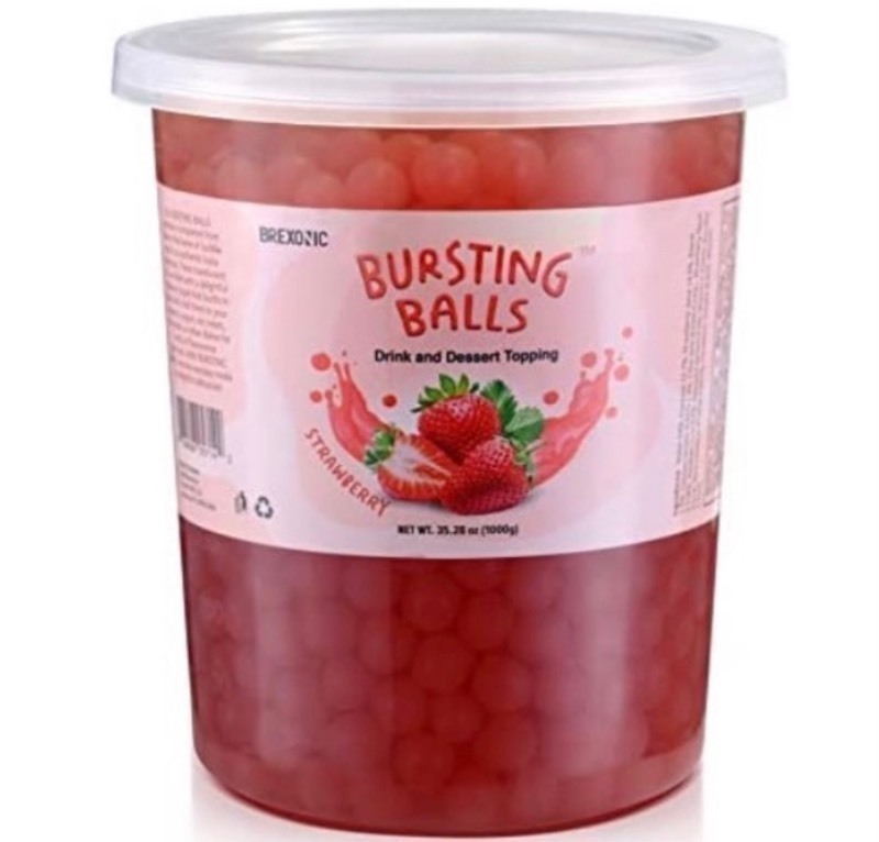 lot 443 image: New 7 Pound Tub of Bursting Balls Strawberry Boba Pearls