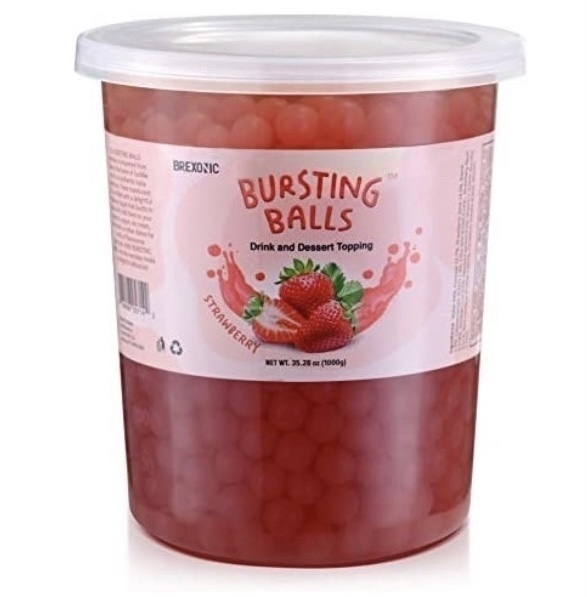lot 444 image: New 7 Pound Tub of Bursting Balls Strawberry Boba Pearls