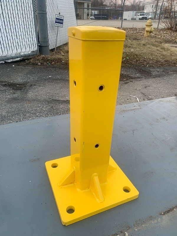 lot 80 image: 1 New Global Industrial 18H & 10 Base Protective Rail Barrier Post