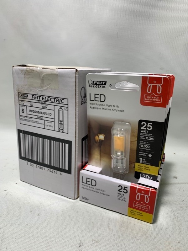 lot 348 image: New Box of 6 Feit Electric LED Wall Sconce Light Bulbs