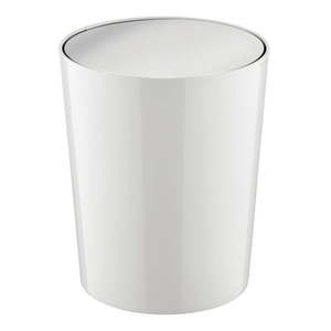 lot 64125 image: mDesign Round Swing Top Trash Can Wastebasket Garbage Container Bin - for Bathroom Powder Room Bedroom Kitchen Craft Room Office - StoneChrome