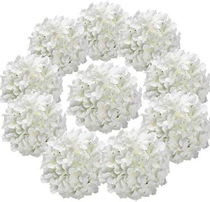 lot 64126 image: Flojery Silk Hydrangea Heads Artificial Flowers Heads with Stems for Home Wedding Decor