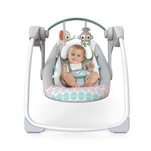 lot 64130 image: Bright Starts Whimsical Wild Portable Compact Baby Swing with Taggies Unisex Newborn and up