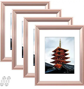 lot 64143 image: WUIRCCX 11x17 Picture Frames High Definition Glass Set of 4 Rose Gold,Display Pictures 9x15 with Mat or 11x17 Without Mat,with Shatter Resistant Glass Photo Frame,Family Picture Frame Wall Decor