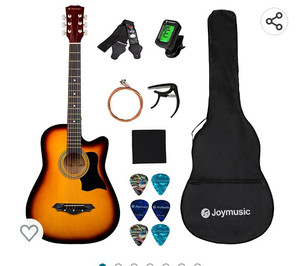 lot 64146 image: JOYMUSIC 6 String 38 Acoustic Guitar Kit,Sunburst,Gloss (JG-38C,3TS), Right