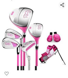 lot 64153 image: PGM Junior Golf Club Complete Set for Children Kids, 5 Golf Clubs with Stand Bag and 2 Headcovers for Boys & Girls, Right Hand
