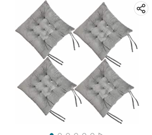 lot 64171 image: RULLENY Set of 4 Chair Pads and Seat Cushions with Ties Non Slip Comfortable and Soft for Indoor, Dining Living Room