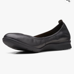 lot 64204 image: Clarks Collection Flexible Slip-On Flats - Black. Size 9.5