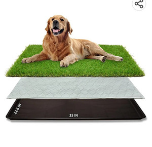 lot 64206 image: Dog Grass Large Patch Potty, Artificial Dog Grass Bathroom Turf for Pet Training, Washable Puppy Pee Pad, Perfect IndoorOutdoor Portable Potty Pet Loo (Tray system-35X22.6)