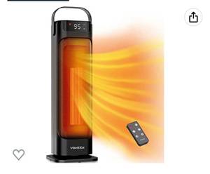 lot 64226 image: 24 Space Heater, Voweek 1500W PTC Fast Heating Ceramic Heater for Office, Large Room, Indoor Use, Bedroom, Electric Heater with Thermostat, Remote, 3 Modes, ETL Certified, 12H Timer, 90° Oscillating
