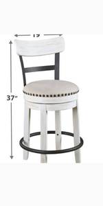 lot 64241 image: Signature Design by Ashley Valebeck 24 Modern Swivel Counter Height Barstool, Whitewash, only 1 barstool, Model D546-524, possibly missing some hardware