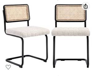 lot 64245 image: ONEVOG Rattan Dining Chair with Cane Backrest and Metal Frame, Set of 2, Indoor Furniture for Kitchen, Living Room, Bedroom, Guest Room, Restaurant(Beige)