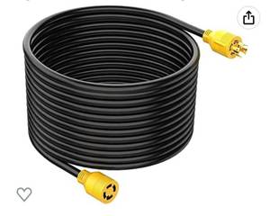 lot 64246 image: RVGUARD 4 Prong 30 Amp 75 Foot Generator Extension Cord, NEMA L14-30PL14-30R, 125250V Up to 7500W 10 Gauge SJTW Generator Cord with Cord Organizer