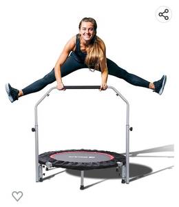 lot 64262 image: BCAN 4048 Foldable Mini Trampoline, Fitness Rebounder with Adjustable Foam Handle, Exercise Trampoline for Adults IndoorGarden Workout Max Load 330lbs440lbs