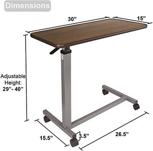 lot 64269 image: Vaunn Medical Adjustable Overbed Bedside Table With Wheels (Hospital and Home Medical Use)
