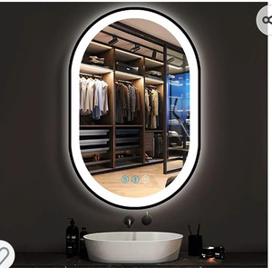 lot 64272 image: DIDIDADA 24 x 16 Inch Black Frame Bathroom Oval LED Vanity Mirror with Lights Oval Lighted Vanity Mirror for Wall Black Oval