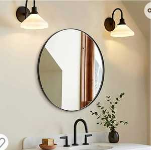 lot 64274 image: ANDY STAR Round Wall Mirror for Bathroom, 30 Inch Black Circle Mirror Modern Premium Stainless Steel