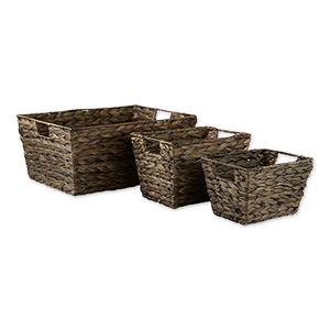 lot 64281 image: DII Hyacinth Collection Storage Baskets, Gray Wash, Small Set, Assorted Sizes, 3 Piece