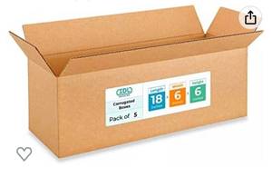 lot 66984 image: IDL Packaging Long Corrugated Shipping Boxes 18L x 6��W x 6H (Pack of 5)