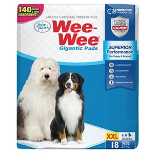 lot 67016 image: Four Paws Wee-Wee Pee Pads for Dogs and Puppies Training l Gigantic, XL, Standard & Little l Absorbent Pee Pads for Training Puppies, Leak-Proof 6-Layer Technology, 24 Hour Protection Guaranteed