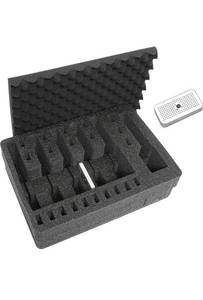 lot 67077 image: Case Club Foam Only Pelican 1520 - 6 Pistol Foam Set with Silica Gel Canister to Help Prevent Rust