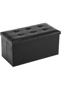 lot 67078 image: Youdesure Folding Storage Ottoman Bench, Faux Leather, black