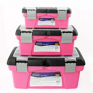 lot 67105 image: Apollo Precision Tools Dt5005P 3-Piece Tool Box Pink, not fully inspected outside of box