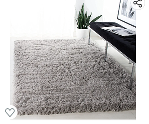 lot 67118 image: SAFAVIEH Polar Shag Collection Silver Solid Glam 3-inch Extra Thick Area Rug